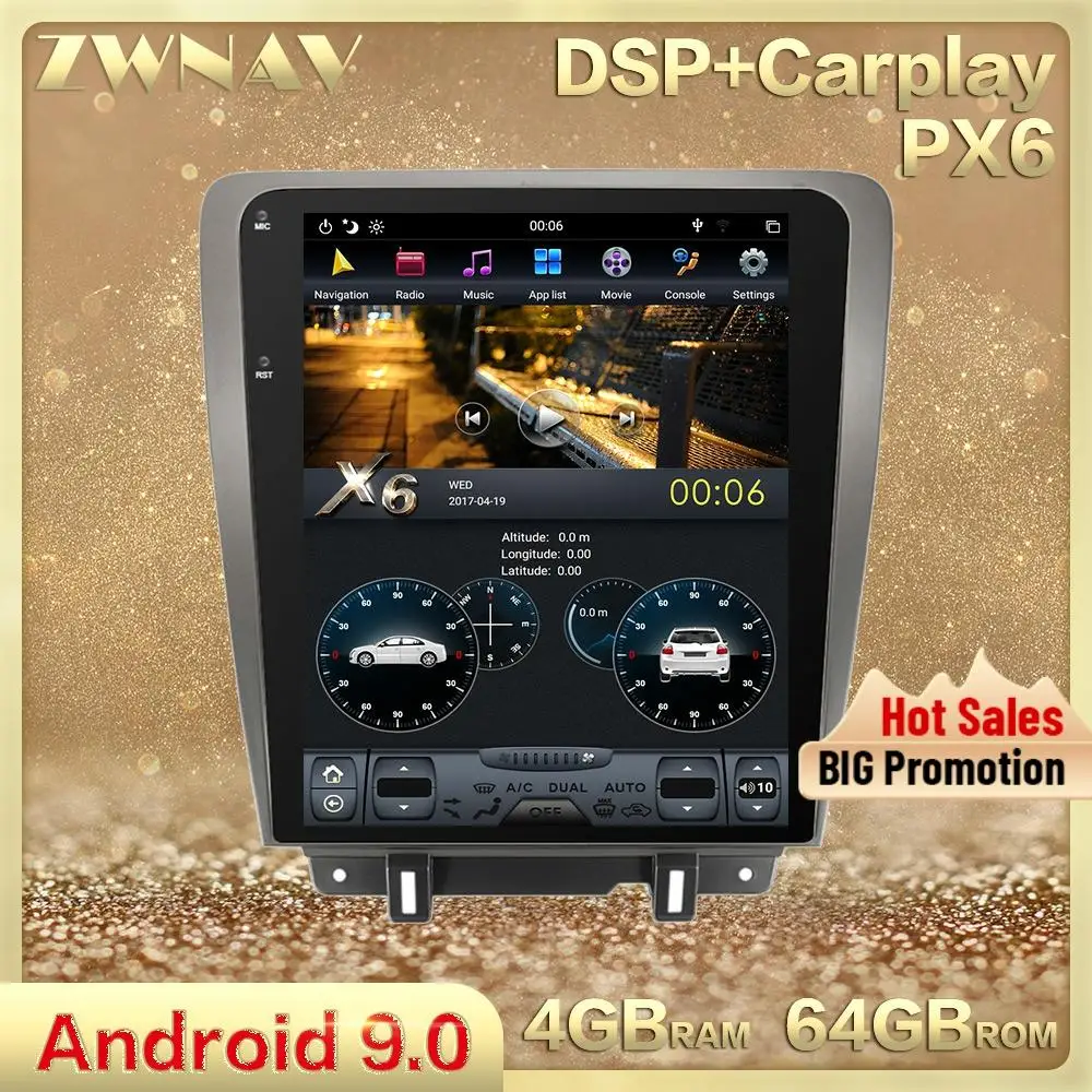 Автомобильный мультимедийный плеер в стиле Tesla Android 9 0 для Ford Mustang 2010 2011 2012 2013 2014