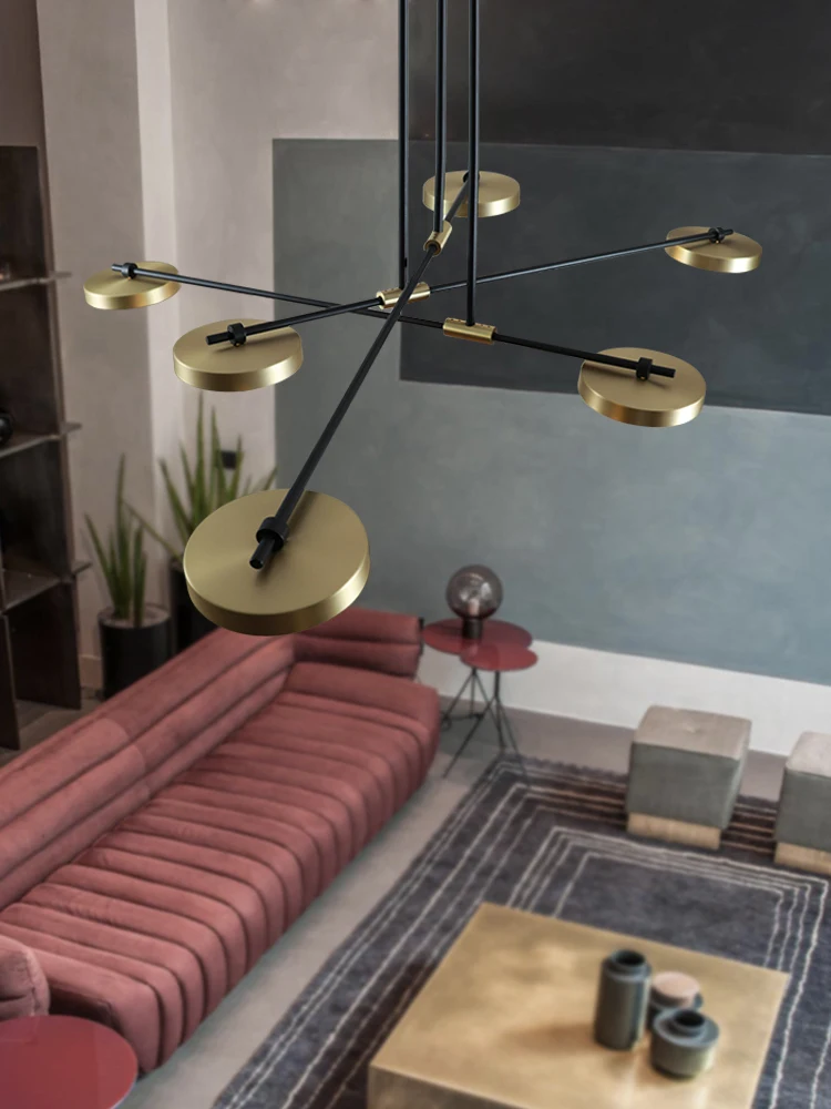 

Nordic light luxury living room lamp creative personality hotel villa restaurant rotating chandeliers