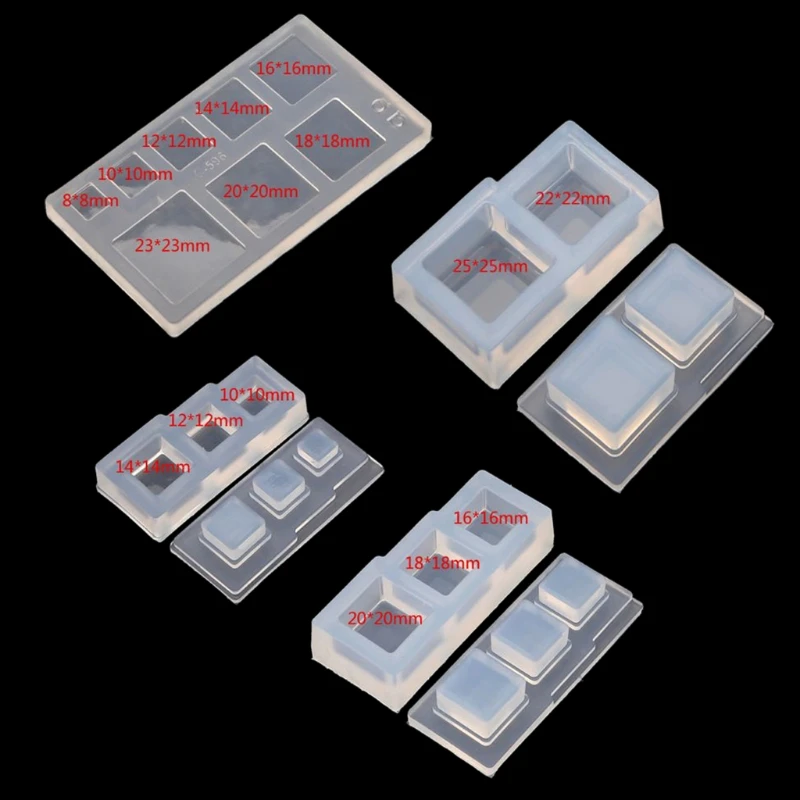 

4Pcs UV Resin 3D Hollow Geometric Square Pendant Silicone Mold Hollow Quicksand Cubic Resin Casting Molds Art Craft Tool