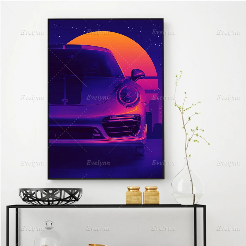

Modern Outrun Car Abstract Wall Art Poster Modern Vintage Canvas Painting Print Modular Picture For Living Room Home Decor Frame