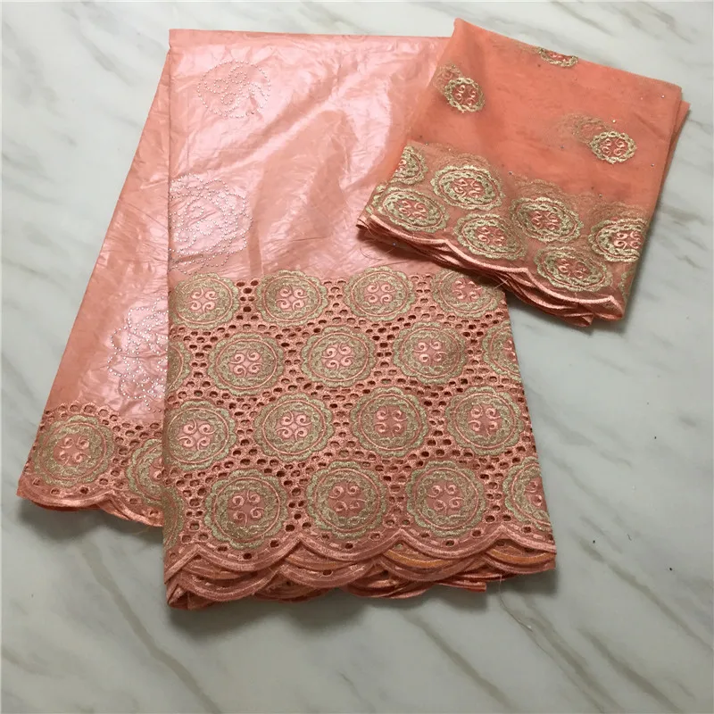 orange African bazin riche getzner tulle lace fabric latest design basin getznet nouveau 7yards/lot FP11 | Дом и сад