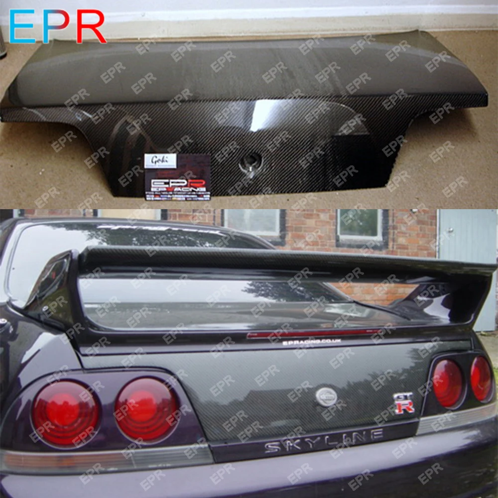 

For Nissan R33 Skyline GTS GTR OE Style Carbon Fiber Black Glossy Finished Rear Trunk Exterior Body replacement