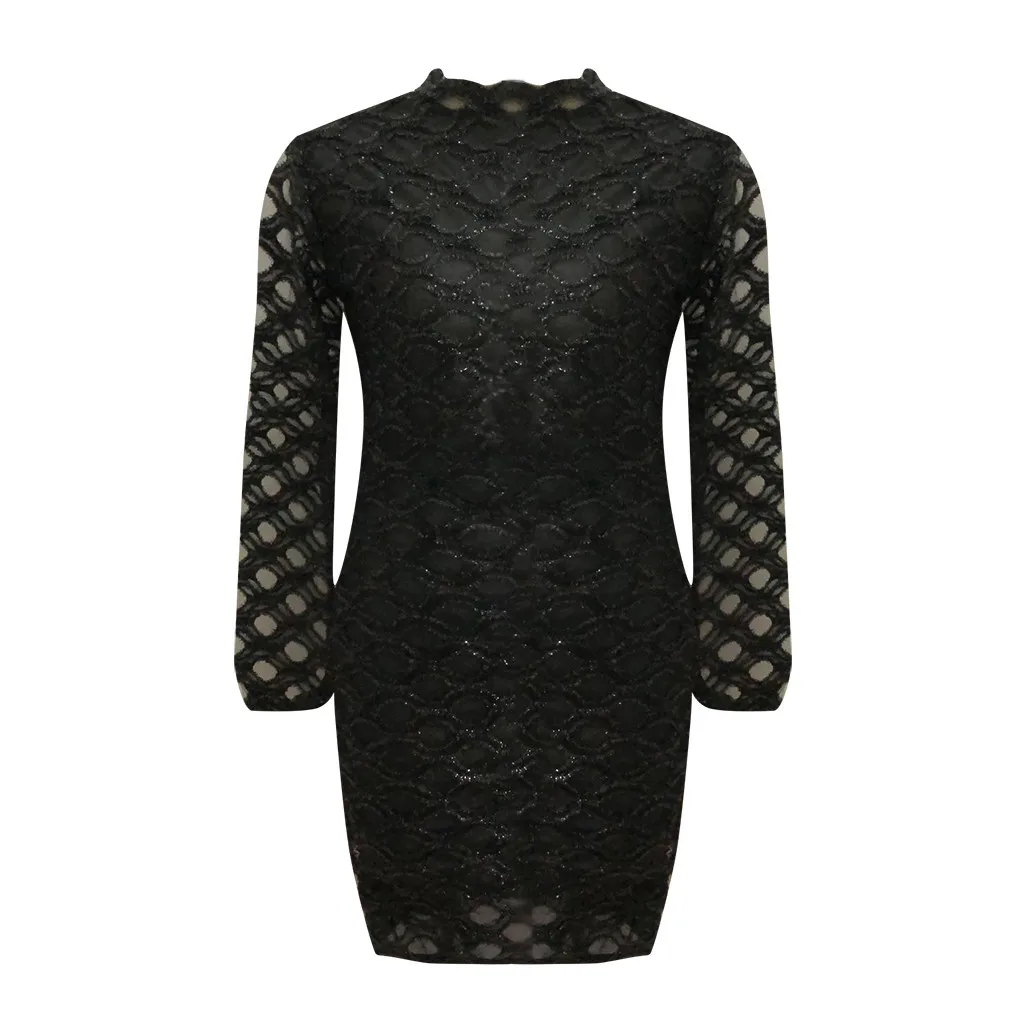 

Womens Fashion Sexy Solid Full Sleeve Palid Club Dress Tight dress Professional dress Package hip skirt Hollow out