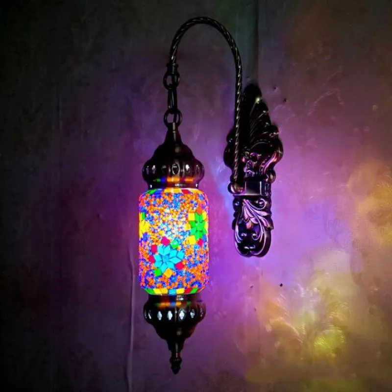

Mediterranean Style Art Deco Turkish Wall Light Handcrafted Mosaic Glass Romantic Wall Lamp Living Room Decoration Stairs Light