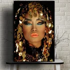 Блестящий золотой макияж Картина на холсте женщина Плакаты и принты Куадрос Wall Art Для Гостиная домашний Декор (без рамки)