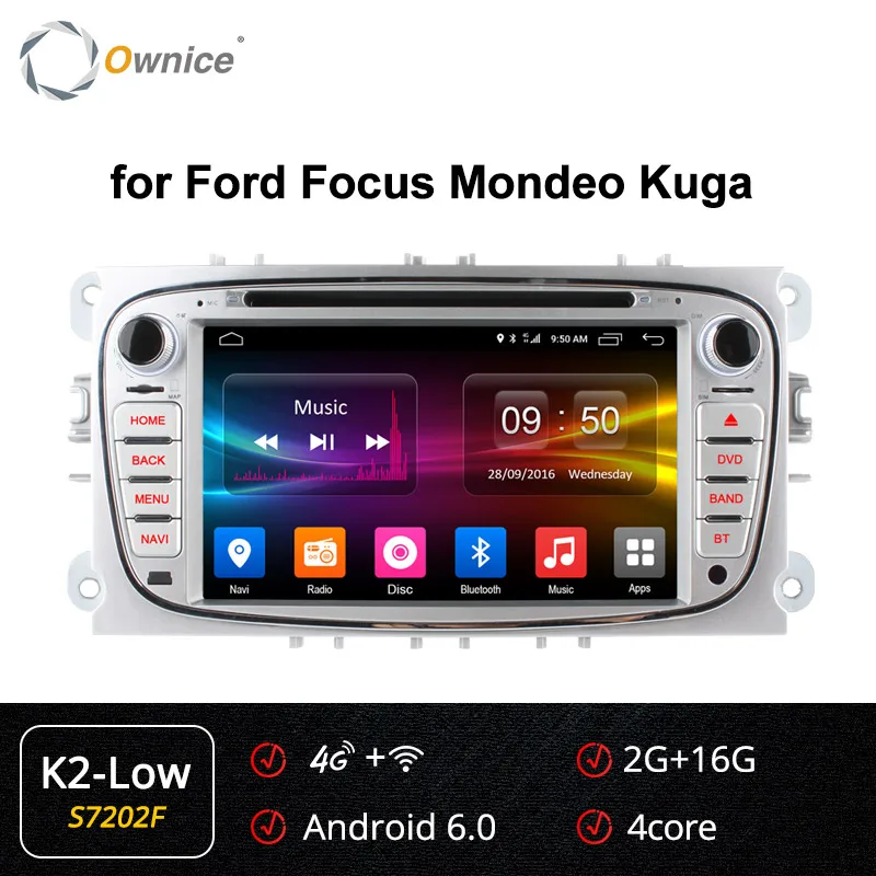 Ownice K1 K2 K3 K5 K6 Android 9,0 Octa 8 ядерный автомобильный dvd-плеер для FORD Mondeo S-MAX подключения фокуса 2008-2011 радио gps 4G LTE DSP - Цвет: S7202S K2-Low
