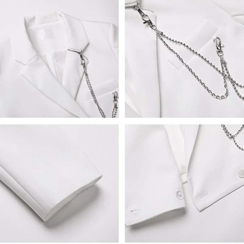 

Blazers Women Cropped Spring Elegant Classic Solid Office Lady High Street Chain Casual Basic Outwear Fashion Female Popular Ins