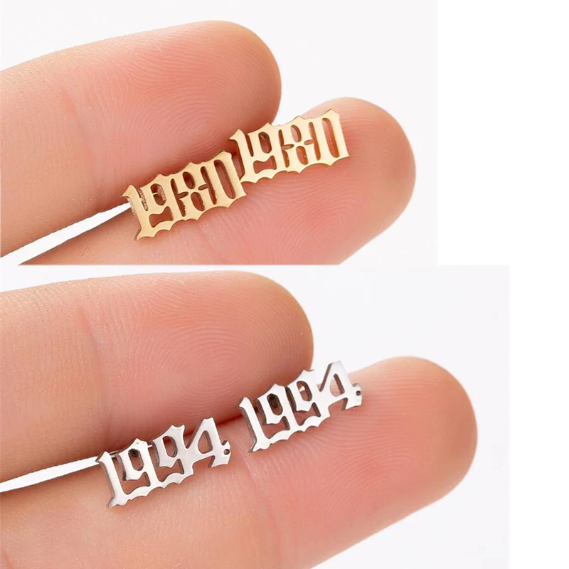 Женские серьги с цифрами в английском стиле для Hfarich лет из нержавеющей стали 1980