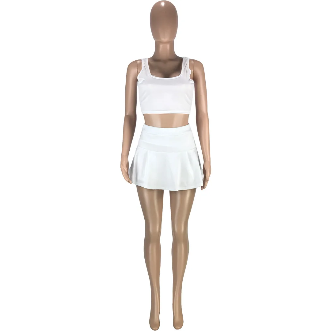 

2021 Summer Tennis Girls' Casual 2 Piece Set Dresses Ladies Jersey Basketball Dresses Sexy Two Piece Tennis Skirt Set Dresses