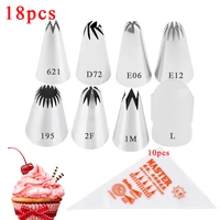18pcs reusable tulip icing piping nozzles set pastry bag diy cake decorating tools flower cream tips converter baking tools