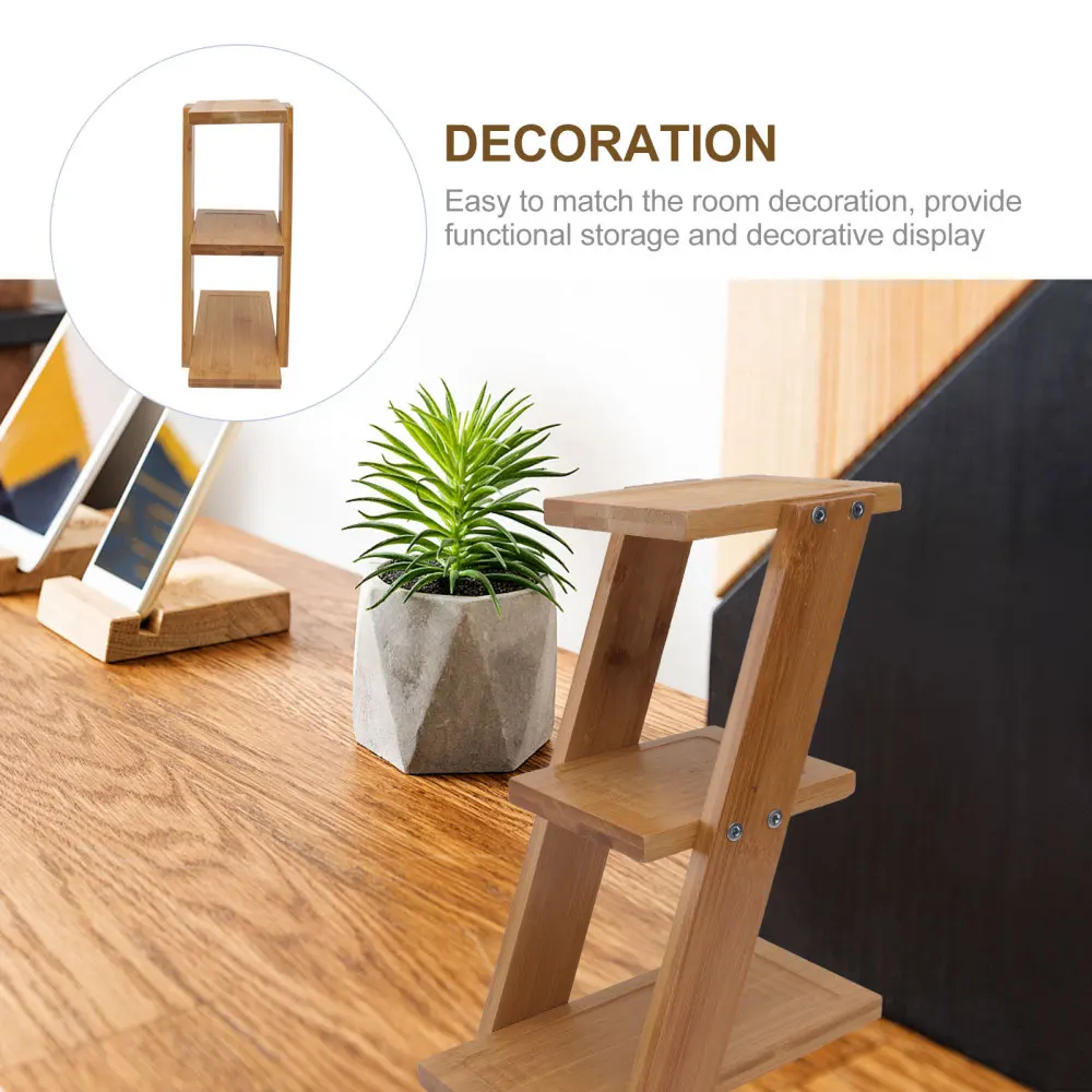 

1Pc Home Standing Bonsai Rack Wooden Simple Plant Holder Balcony Decoration