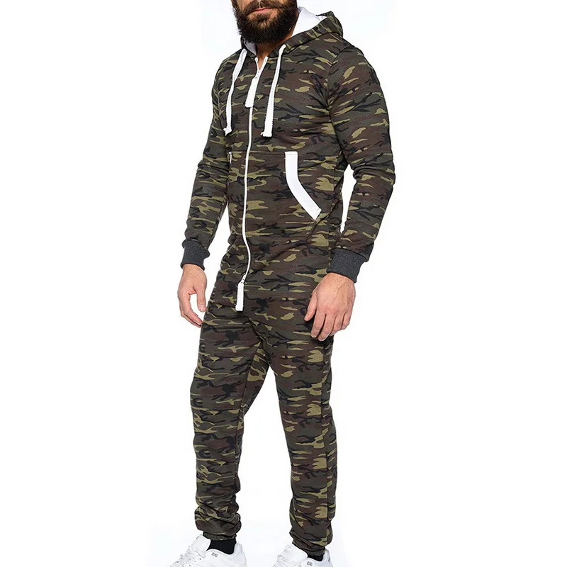 Осенне зимний мужской комбинезон на молнии спортивная одежда в стиле пэчворк