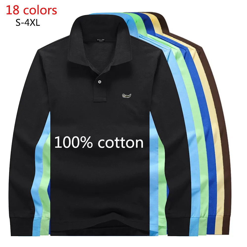 

Brand Men's Long Sleeve Polos Shirts 2021 Spring Autumn Embroidery Logo Casual Cotton Polos Homme Male Clothes Lapel Tops men