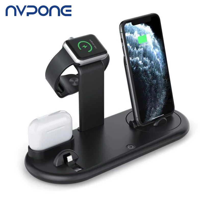 

Беспроводная зарядная док-станция, 10 Вт, для iPhone 12, 11, XR, X, 8, Apple Watch, зарядная док-станция 7 в 1, для Airpods Pro