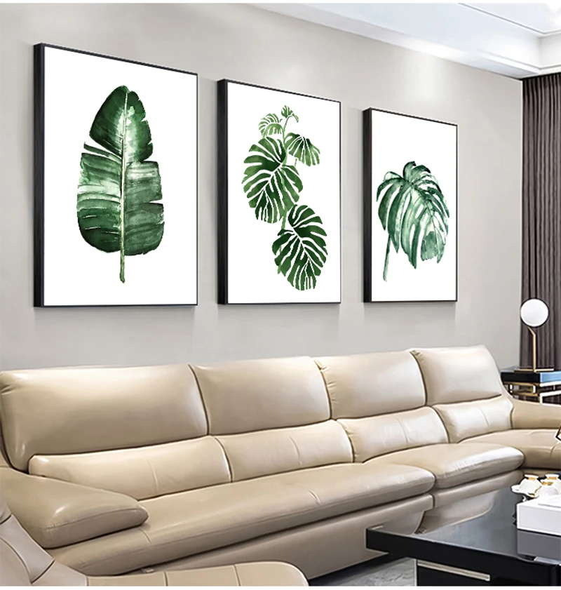 

Scandinavian Style Tropical Plants Poster Green Leaves Decorative Picture Modern Wall Art Paintings for Living Room Home Decor