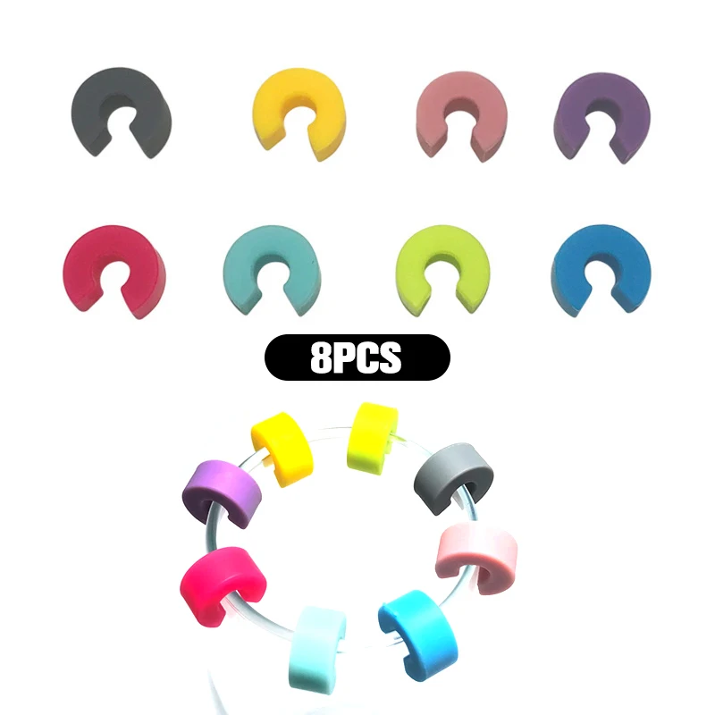

8PCS Circle Silicone Wine Glass Marker Cup Identification Ring Party Accessories
