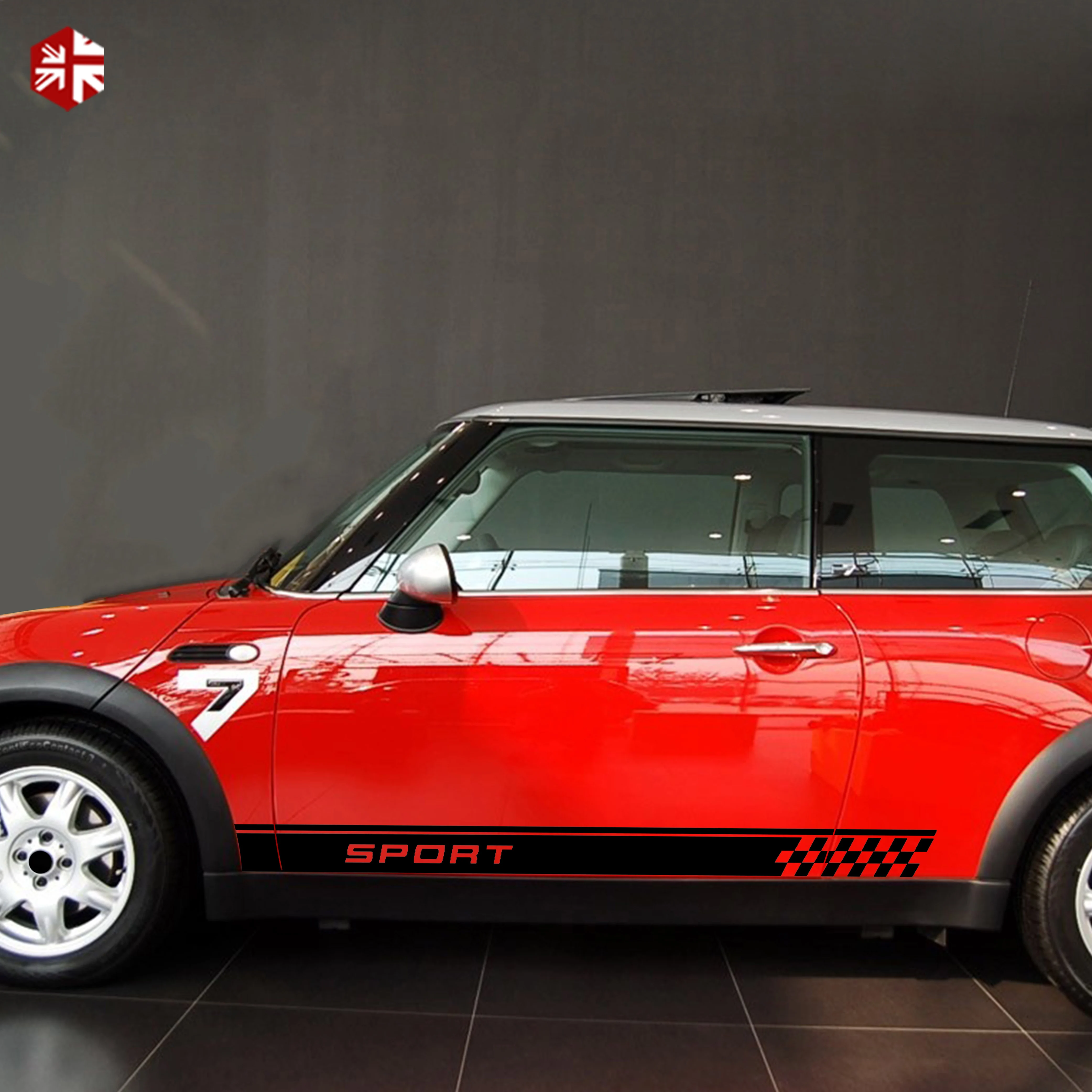 2 шт. гонок спорт Клетчатый Стиль дверь автомобиля боковая полоска наклейка на