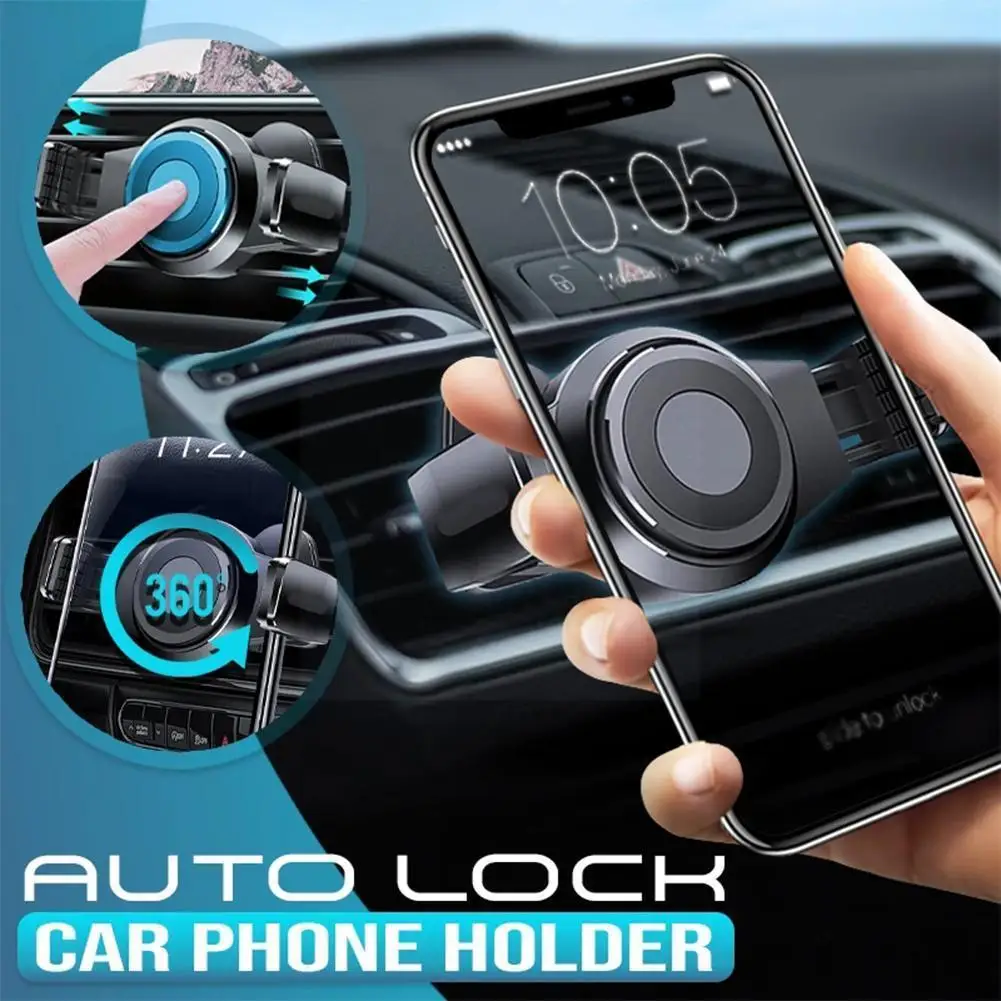 

Auto Locking Car Phone Holder Universal Operation Vent Clip Gps Dash Mount Holder For Smartphone Q8w7