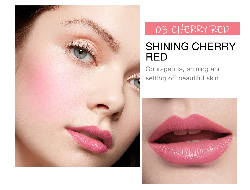 O.TWO.O 2 In 1 Lip Gloss+ Liquid Blusher Double Effect Long Lasting Waterproof 4 Colors Soft Silky Smooth Makeup