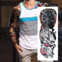 realistic tiger temporary tattoo sleeve flower full armtribal dragon arm black mens womens