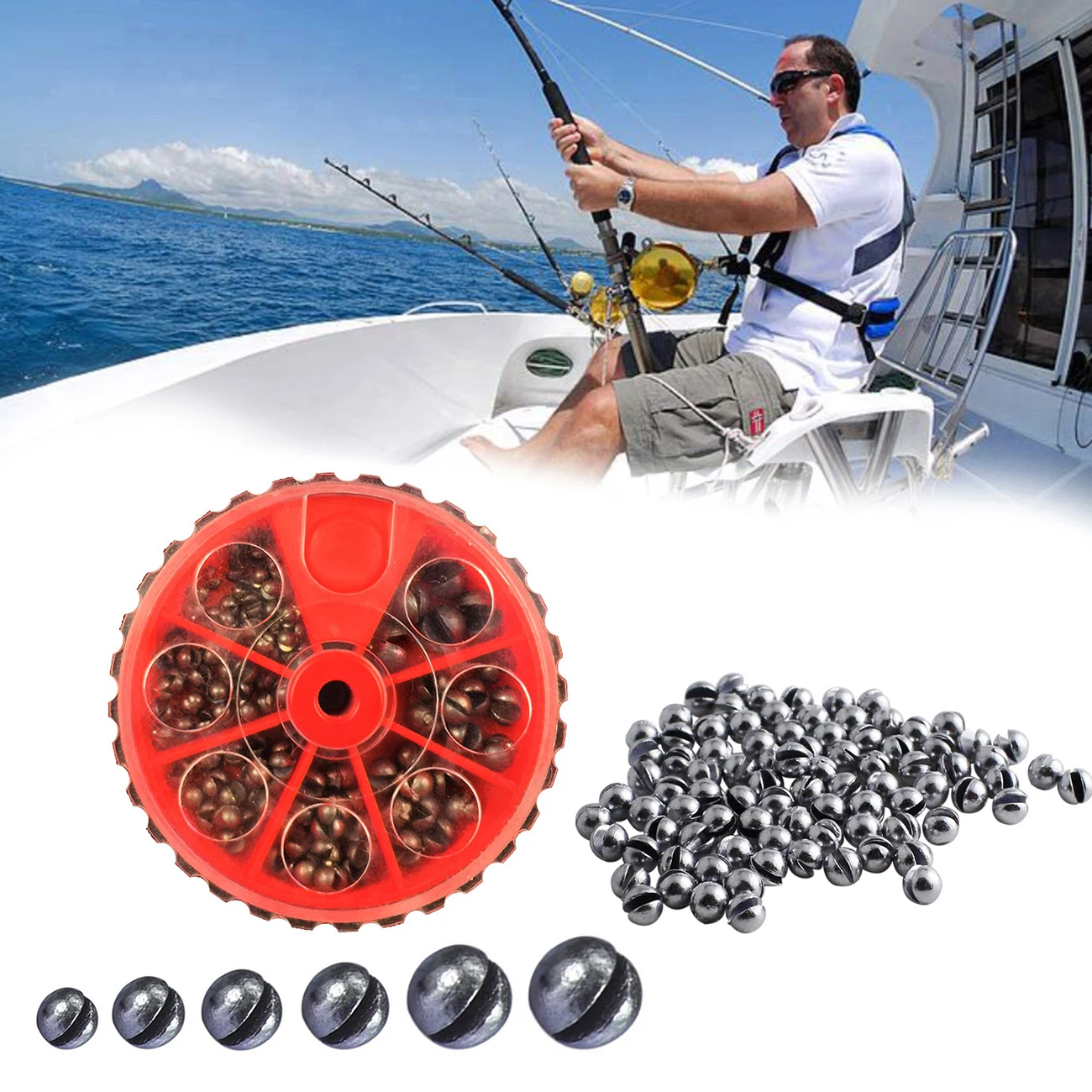 

205Pcs/106Pcs Open Bite Lead Set Lead Sinking Split Shots Fishing Sinkers Drop Biting Round Plumb Bob Auxiliary Fishing Tackle