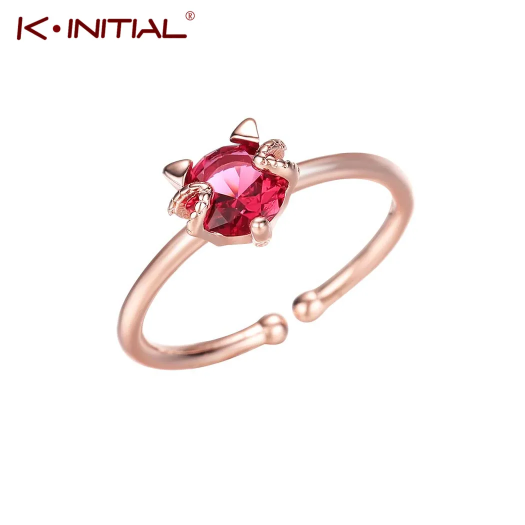 Кольцо Kinitial регулируемое с кристаллами и кошкой женское кольцо Анель вечернее