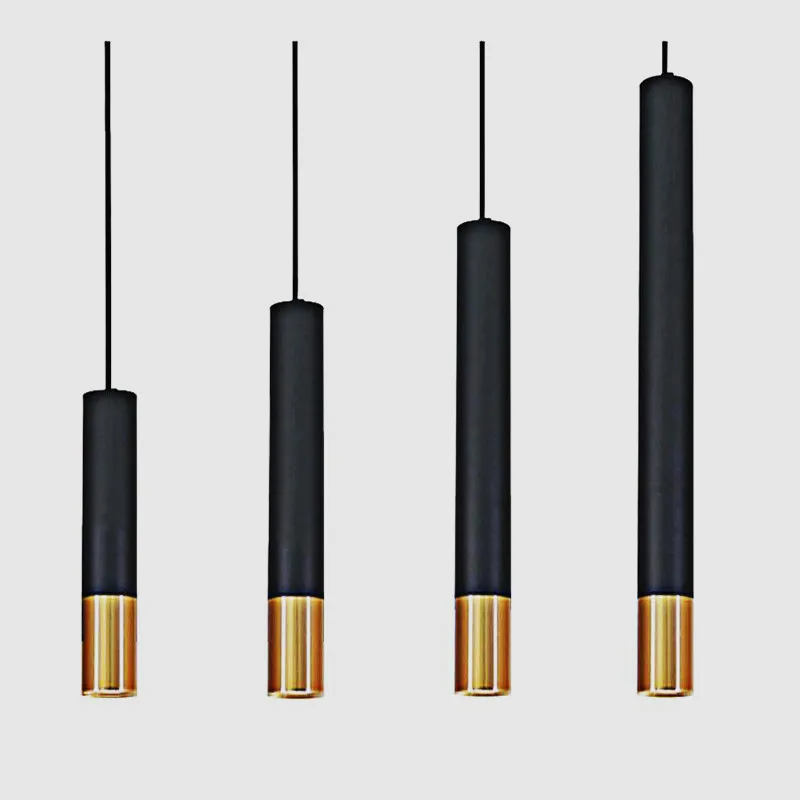 Lámpara led colgante y regulable para decoración de espacios, farol de tubo largo de 85-265V y de aluminio con base de cuña para cocina, comedor, tienda y bar