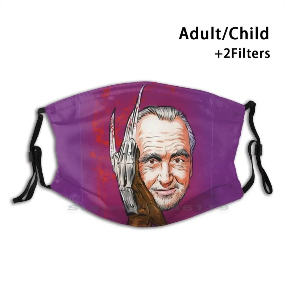 

Wes Craven - An Illustration By Paul Cemmick Adult Kids Washable Funny Face Mask With Filter Wes Craven Paul Cemmick American