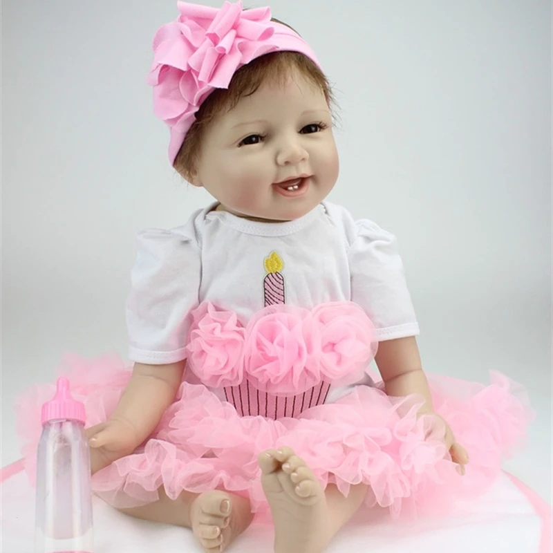 

55cm Silicone Reborn Dolls Fashion Princess Dress Dolls and Doll Clothes Playmate Dolls for Kids Chrismas Birthday Gift
