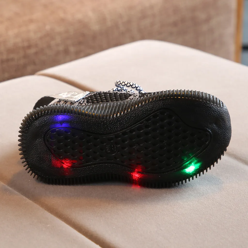 

2020 Kids Sneakers Children Baby Girl Boy Letter Mesh Led Luminous Socks Sport Run Sneakers Shoes Sapato Infantil Light Up Shoes