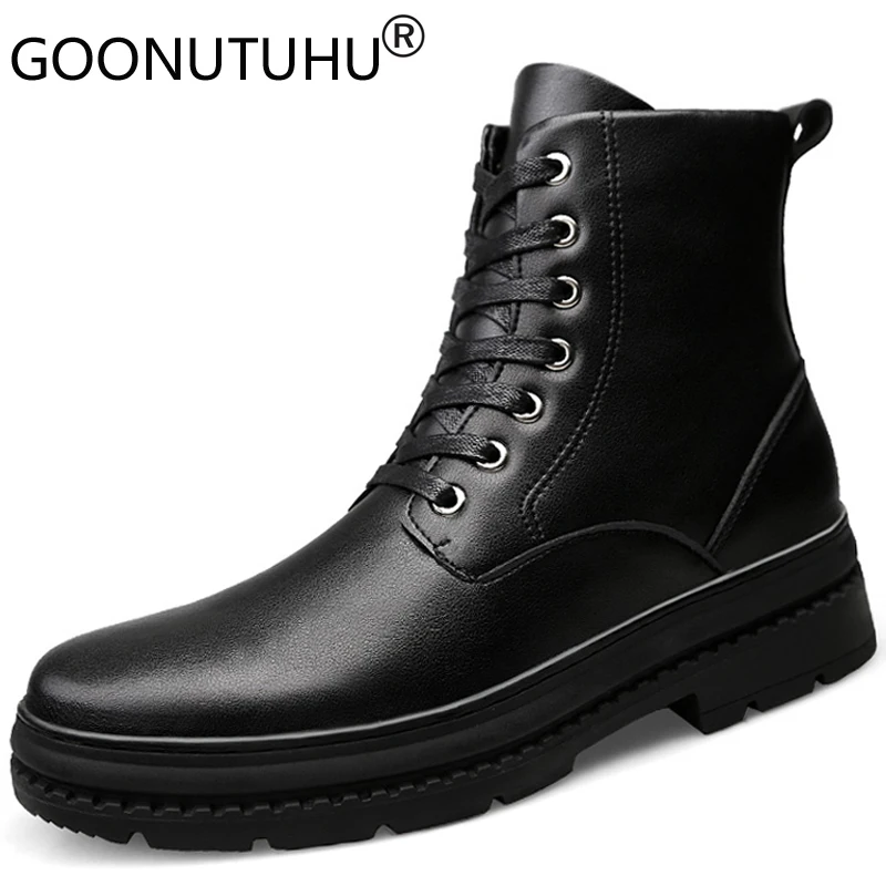 2022 Men's Winter Ankle Boots Casual Genuine Leather Shoes Male Autumn High Top Army Boot Man Snow Combat Military Boots For Men