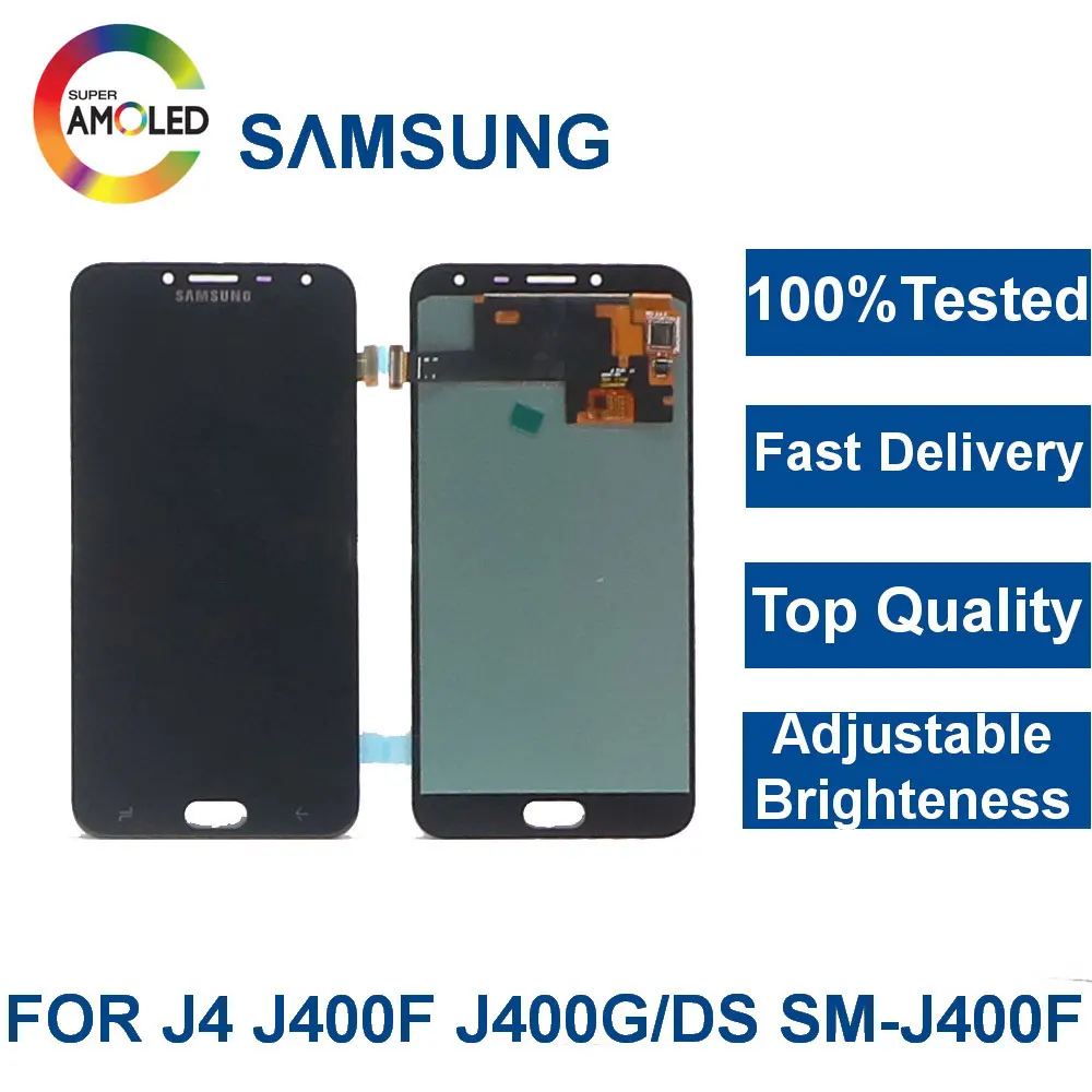 Супер Amoled ЖК-дисплей для SAMSUNG Galaxy J4 J400 J400F J400G/DS SM-J400F дисплей с сенсорным экраном дигитайзер сборка Контроль яркости