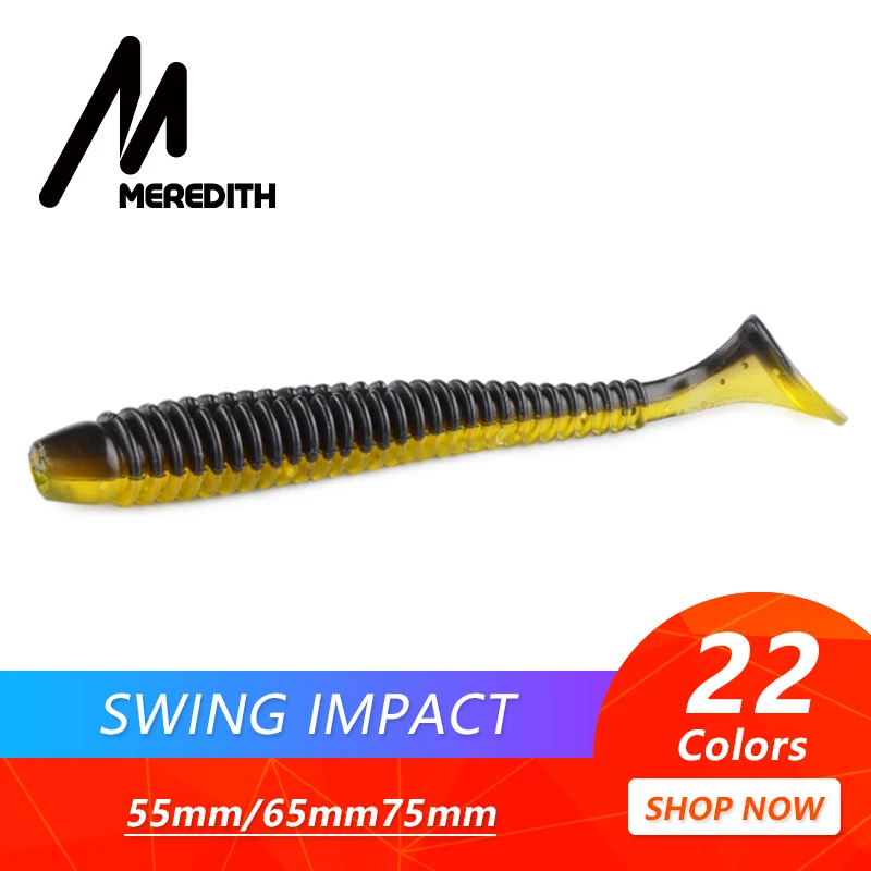 Рыболовные приманки MEREDITH Swing Impact, 55 мм, 65 мм, 75 мм, мягкие приманки для рыбалки, морские рыболовные приманки, силиконовые приманки