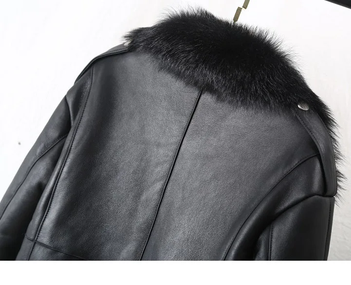 OFTBUY Настоящее Двустороннее пальто с мехом натуральная настоящая Овчина кожа мото и Байкер женские зимние куртки верхняя одежда Уличная