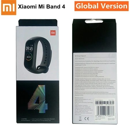Mi Band 4 Global Ver Xiaomi mi Band 4 глобальная версия фитнес-трекер умный Браслет цветной экран частота сердечных сокращений 135 мАч 5 АТМ плавание mi ng водонепроницаемый - Цвет: Mi Band 4 Global Ver