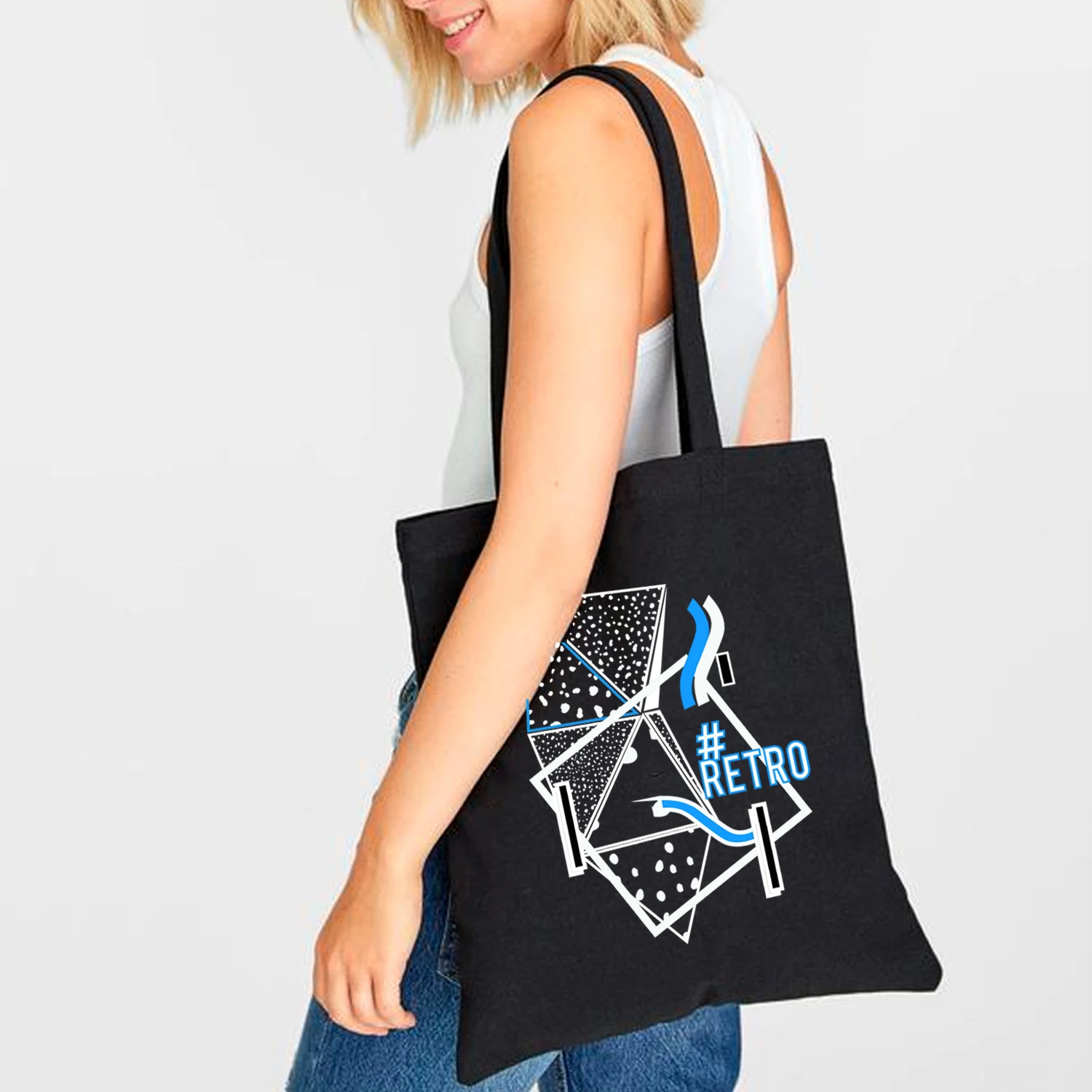 

Women Cotton Bags Ladies Canvas Bags Women Foldable Shoulder Bag Tote Bag Letter Printing Large Capacity Shopping Canvas Bag
