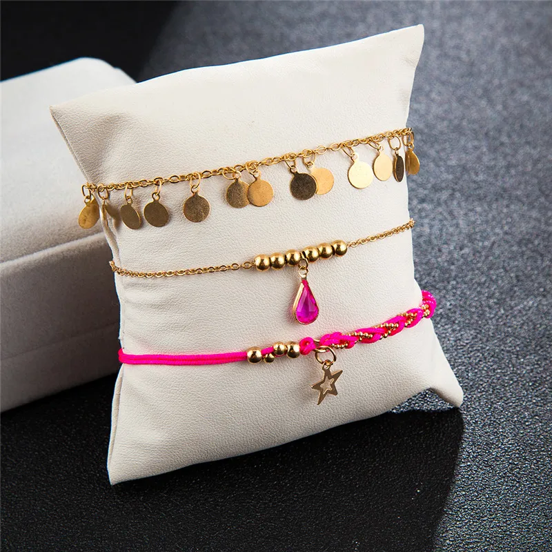 Ажурный браслет Tocona в стиле бохо для женщин многослойный ножной с бусинами форме