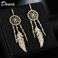 donia jewelry european and american fashion retro earrings femininity versatile micro inlaid aaa zircon earrings