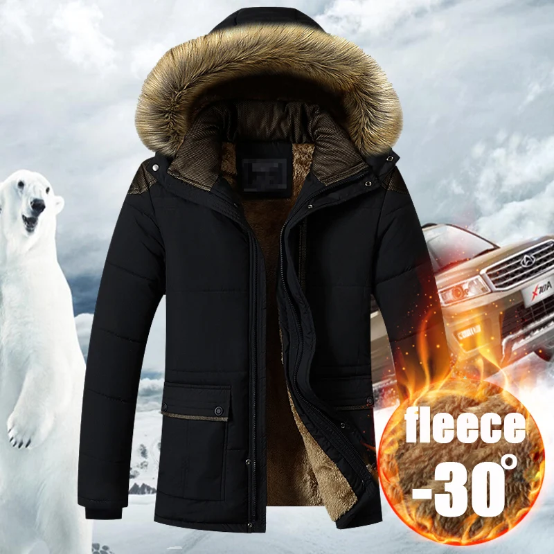 

7XL 8XL Winter Jacket Men Parka Thick Warm Fur Fleece Cotton Jackets Man Windproof Puffer Coat Male Windbreakers Dropshipping