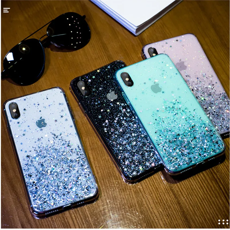 luxury bling glitter phone case for iphone 11 pro x xs max xr soft silicon cover for iphone 7 8 6 6s plus transparent cases capa free global shipping