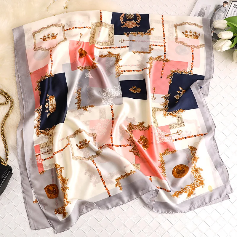 Женская шелковая шаль с принтом модная пляжная в китайском стиле на осень и зиму