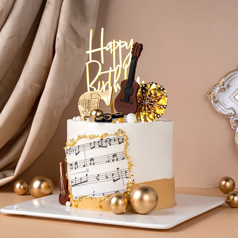 Топпер для торта скрипка музыкальный инструмент музыкальные ноты шоколадная