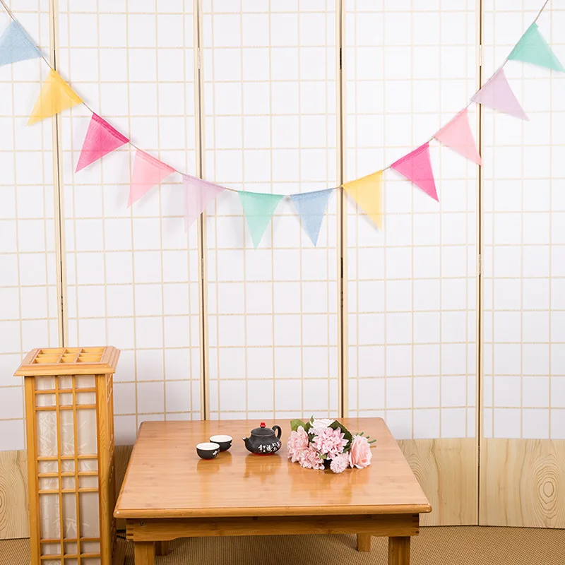 12 флагов 17 см Красочные мешковины баннер гирлянды день рождения бандаж Вымпел