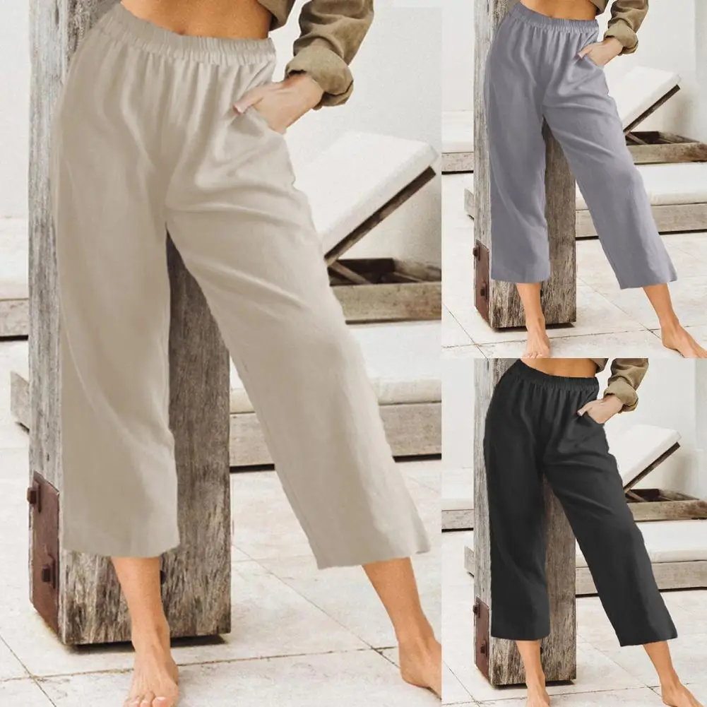 

Pants Women 2021 New Pure color Loose Trousers Casual Comfortable Women Clothing Capri Pants for Work