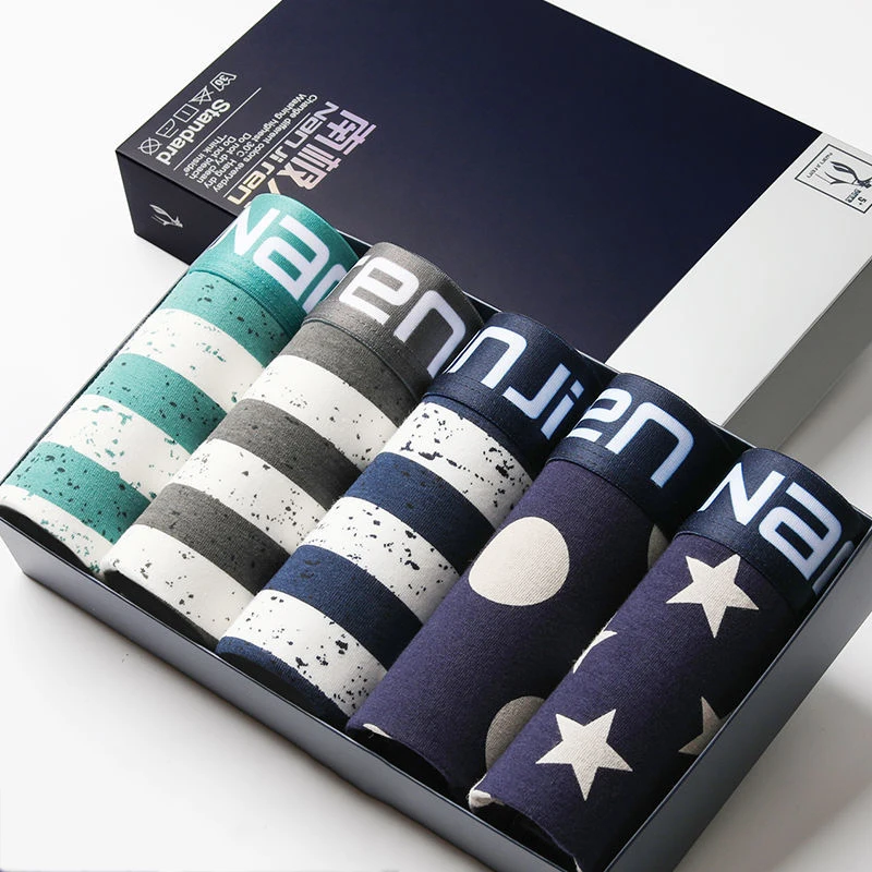 5Pcs/ Lot Men Underwear Cotton Boxer Men Underpants Comfortable Breathable Men's Panties Underwear Boxing Boxershorts Man Boxer