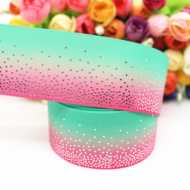 10 Yards 1.5&quot 38MM Silver Dots Foil Rainbow Printed Grosgrain Ribbon For Hair Bows DIY Crafts Handmade Accessories M19091601 | Дом и сад