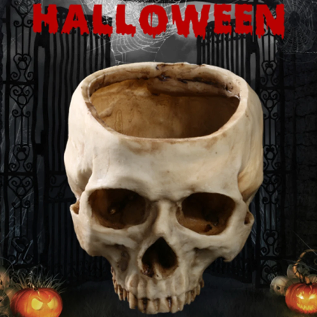 Resin Replica Human Skull Bar Prop Flower Plant Container Bonsai Pot Bed Planter | Дом и сад