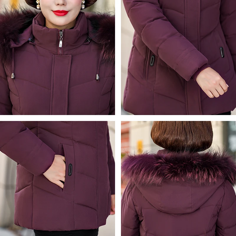 

2020 Winter Thick Coat Jackets Women Slim Solid Office Laides Hooded Fur Collar Plus Size Casual Parka Mujer Sobretudo Feminino