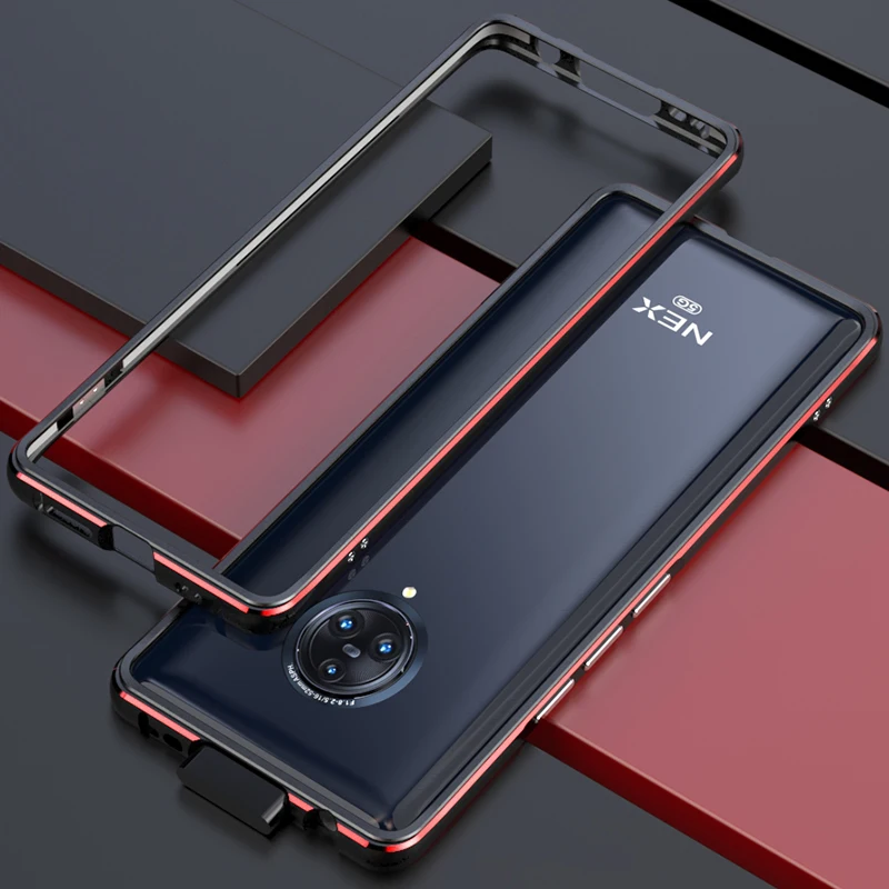 Black-Red Чехол-бампер OMEVE для Vivo NEX 3, двойной цветной Алюминиевый металлический каркас, защитный чехол-бампер для Vivo Nex3, чехол для телефона s - Цвет: Black-Red