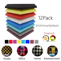 12pack acoustic foam soundproofing panels square plate studio sound isolation treatment sound absorption tiles 10x10x2inch
